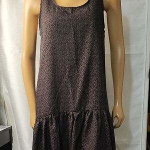 Mango‎ Gray Ruffled Scoop Neck Midi Dress